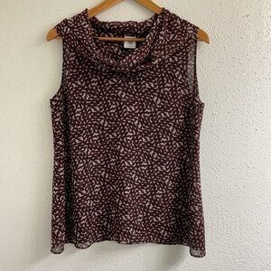 CAbi Red and White Sleeveless Blouse